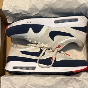 Nike Air Max White and Dark Blue with Red Accents